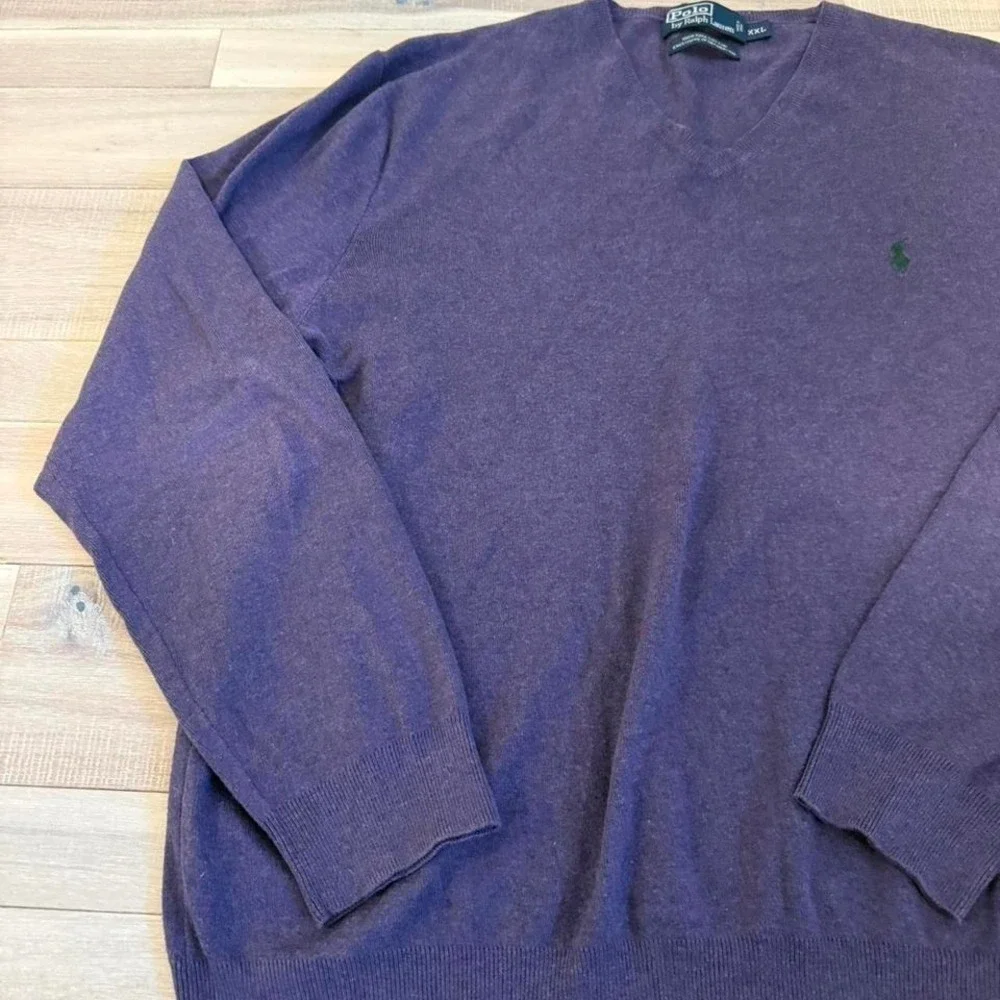 Ralph Lauren purple V-neck sweater Size XXL Pima cotton